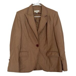 Amanda Smith Brown Pinstripe Blazer, Size 12 - Classic Workwear Suit Jacket